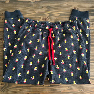 Men’s Ugly Christmas Fleece Pajama Pants Grey Beer Mug Santa Hat Print Size M